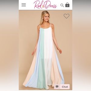 Red Dress Multi Stripe Maxi Small